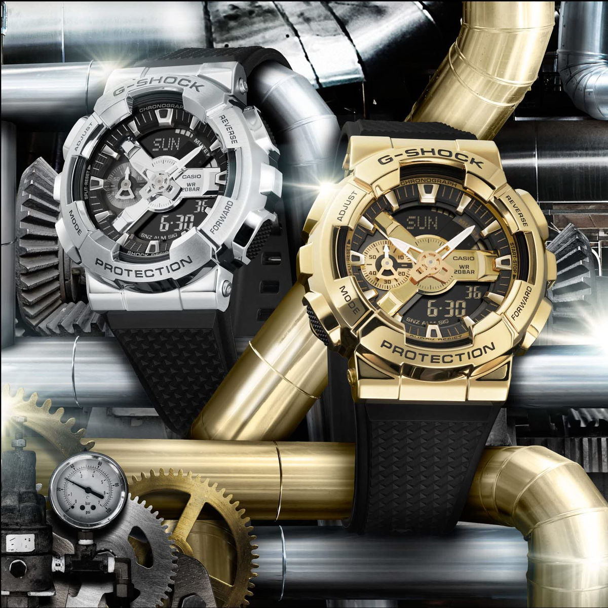 Casio G-Shock GM110-1A Silver Bezel Analog-Digital Watch