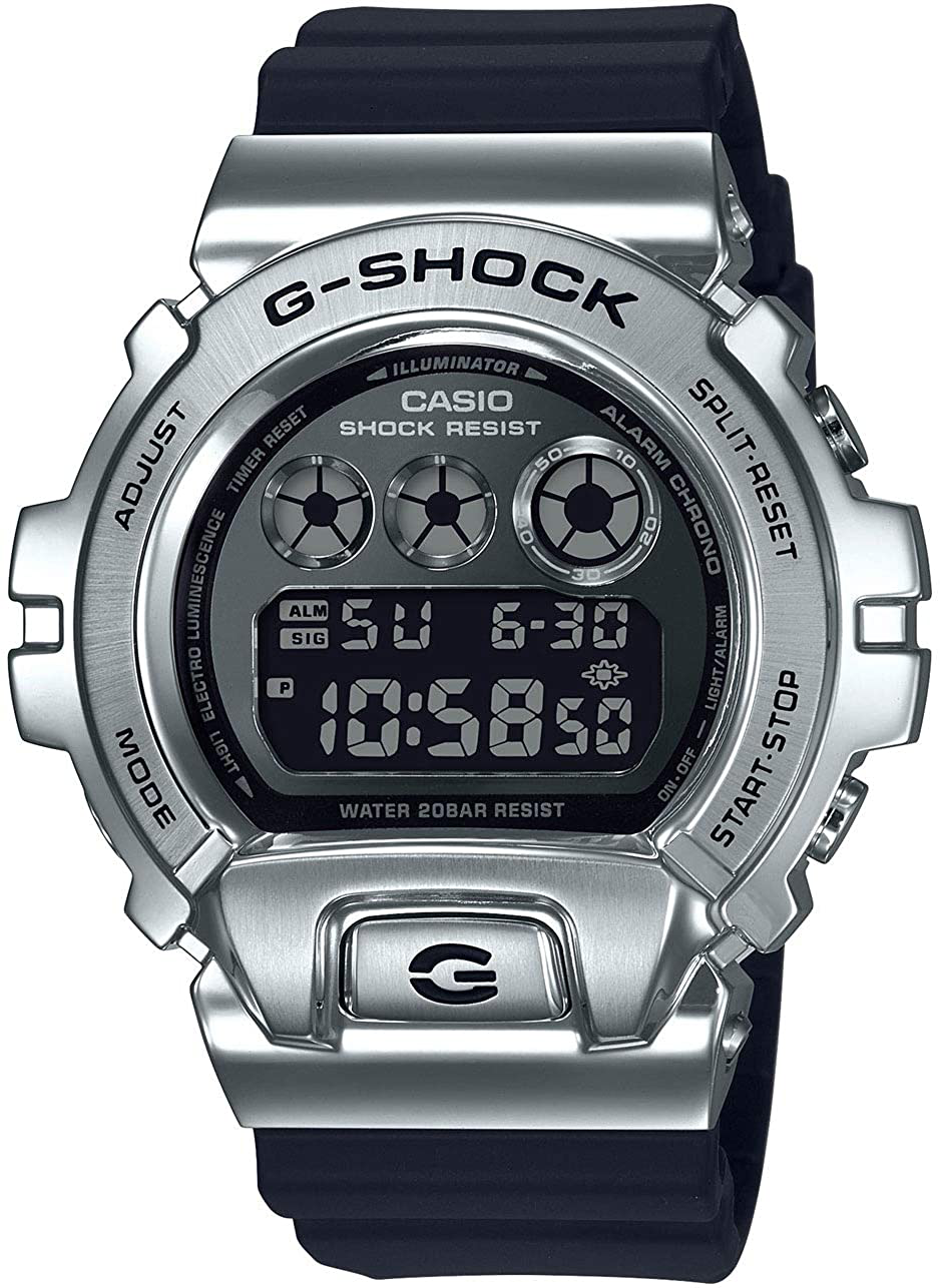 Men's Casio G-Shock 25th Anniversary Limited Edition Digital Stainless Steel and Black Resin Strap Watch GM6900-1