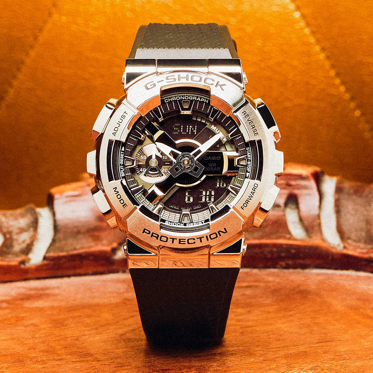 Casio G-Shock GM110-1A Silver Bezel Analog-Digital Watch