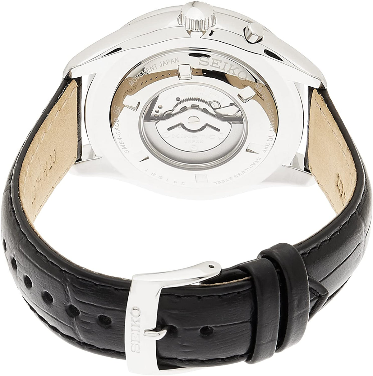 Seiko Men's SRN049-P1 Kinetic Black Leather Watch
