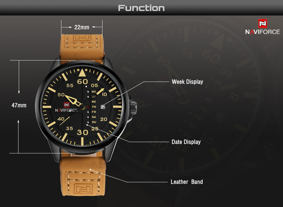 Men's Army/Sports Leather band Watch