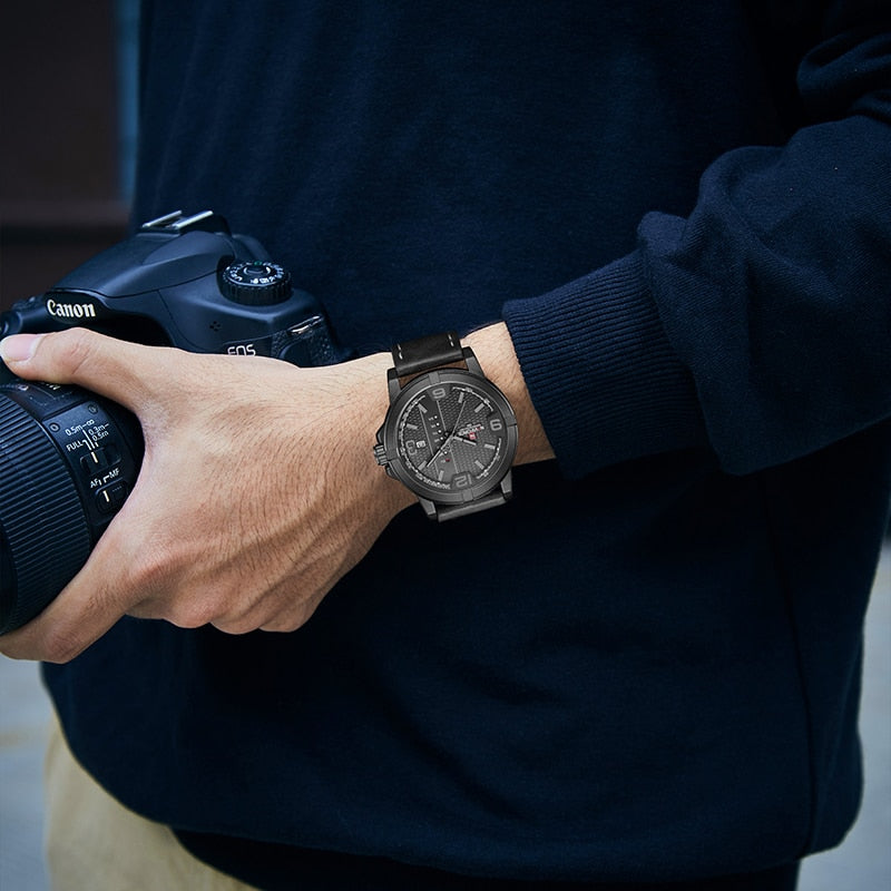 Men's Casual Leather Band Watch