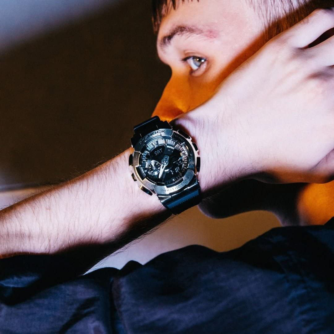 Casio G-Shock GM110-1A Silver Bezel Analog-Digital Watch