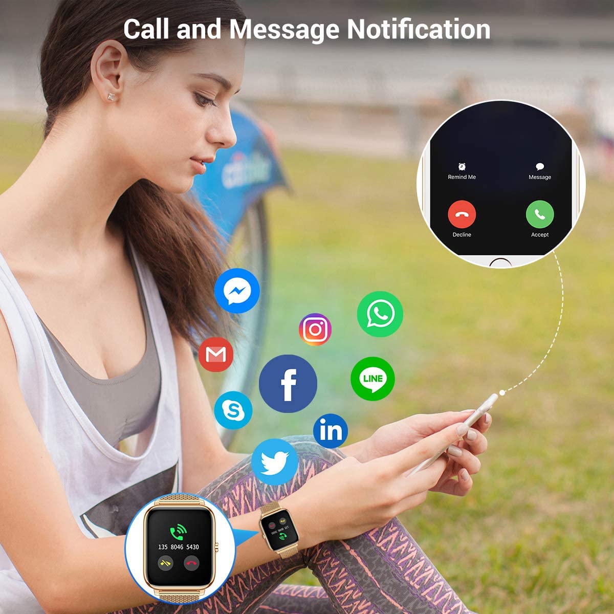 CanMixs Women's Smart Watch for Android& iOS